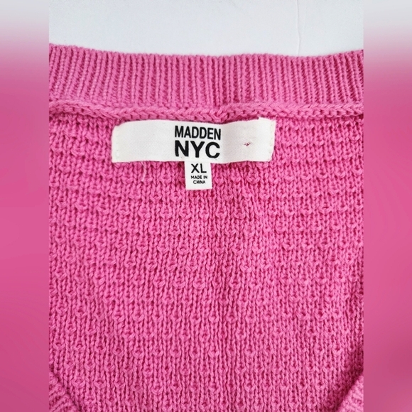 🧶Madden NYC Bright Pink Knit Adjustable Flutter Crochet Womens Top, sz XL - Picture 4 of 16